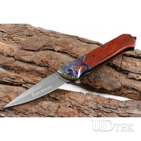 Browning F127 wood hanlde fast opening folding knife UD405438